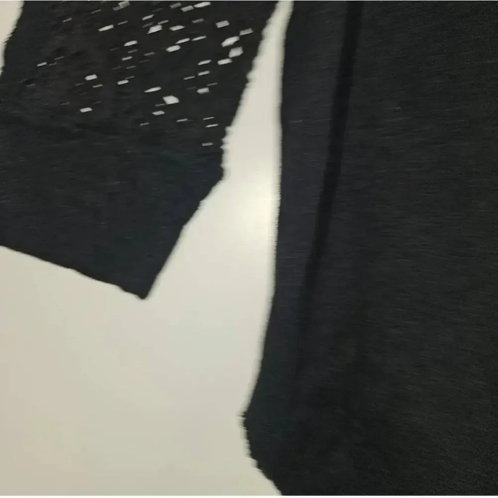 Free People Gold State Black Distressed Tee Vintage Style Size M